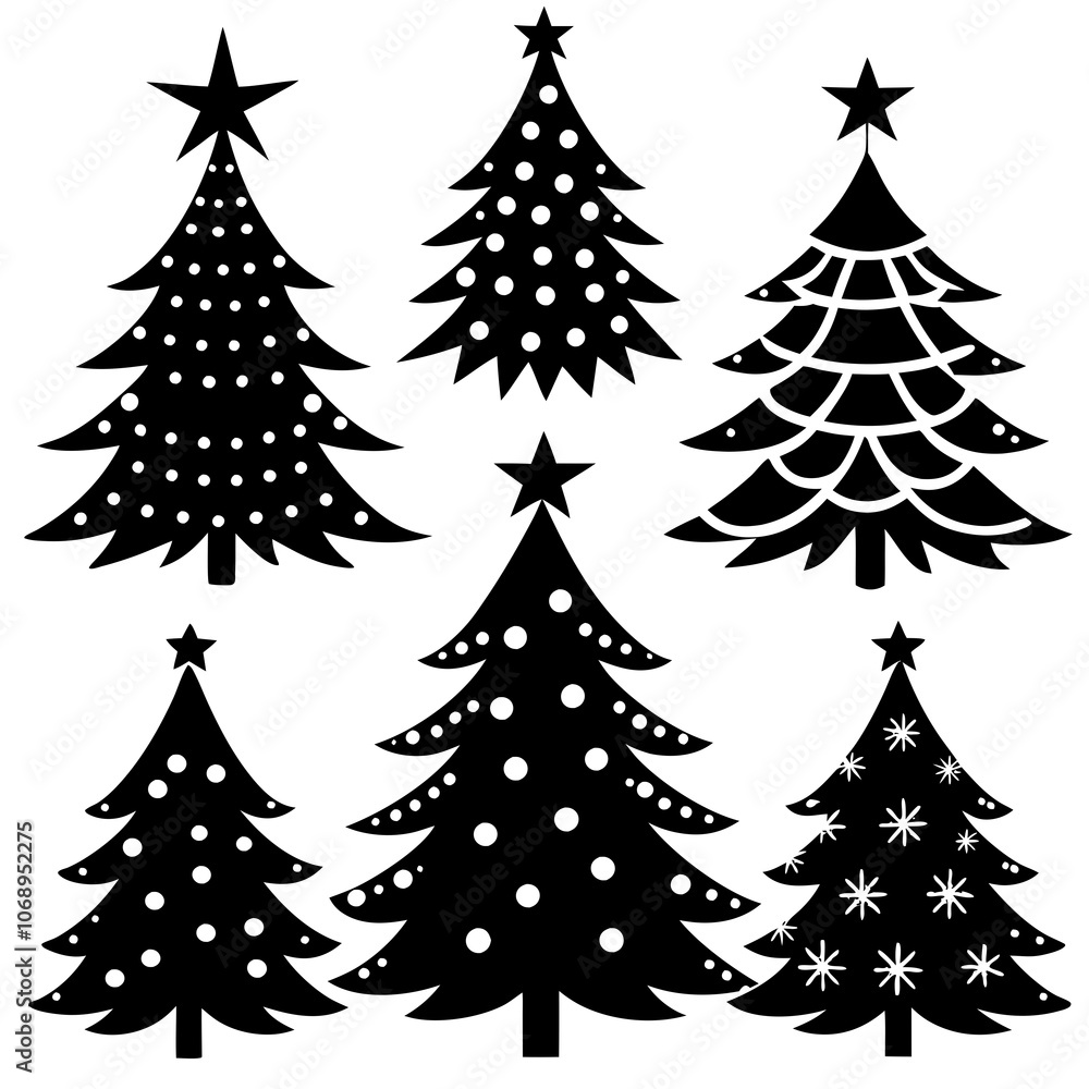 Obraz premium 10 Silhouette Christmas Tree Vector, Silhouette Christmas Tree Vector, Christmas Tree Silhouette Vector