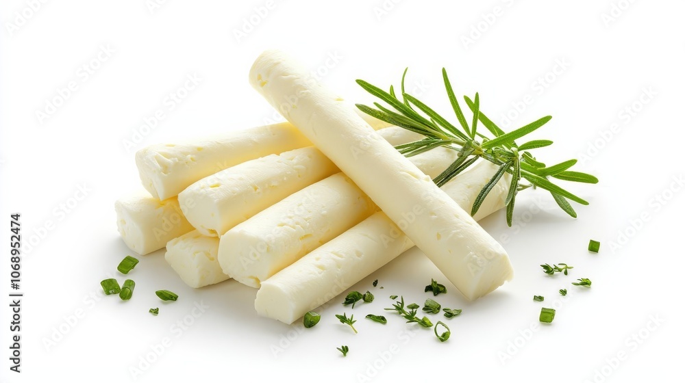 Set of Mozzarella Sticks, isolated on white background, realistic style, detailed texture, food shot Set of Mozzarella Sticks, isolated on white background, realistic style, detailed texture, food shot