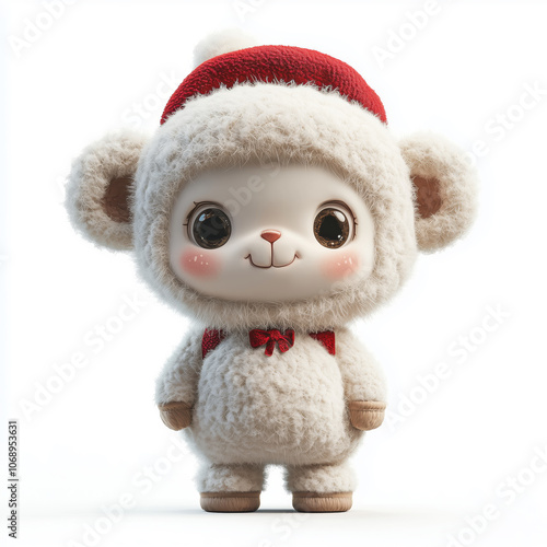 Christmas characters and objects , clipart, stuffed toy, plush toy, a fluffy fur texture, cutie