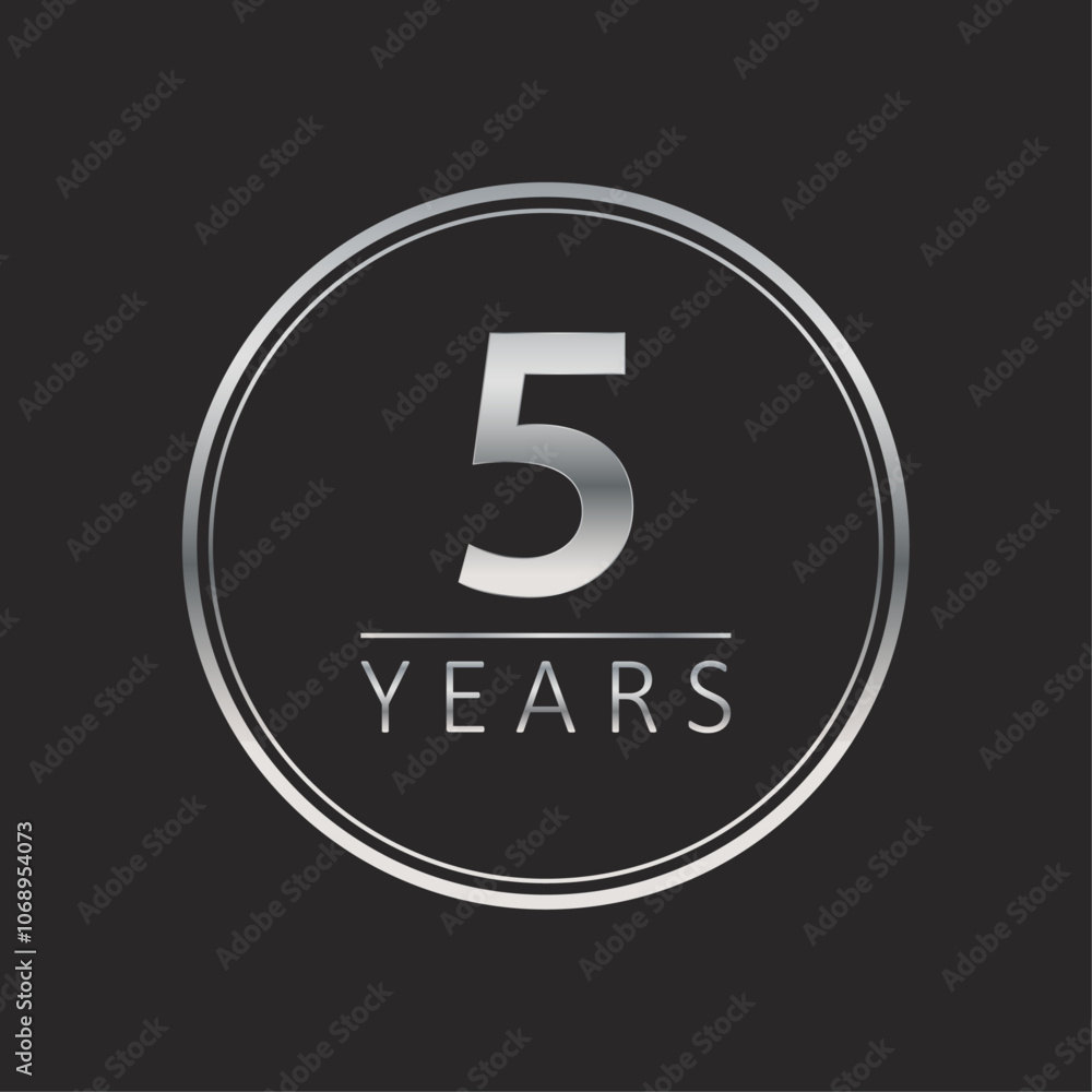 5 years for celebration events, anniversary, commemorative date. silver years logo badge 5 years for celebration events, anniversary, commemorative date. silver years logo badge