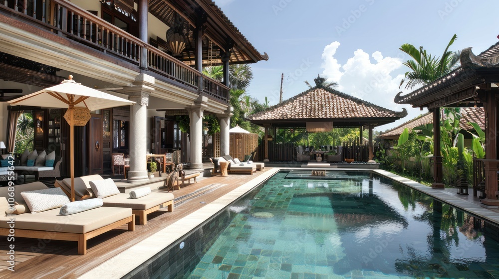 custom made wallpaper toronto digitalTraditional Balinese villa with spacious yard and swimming pool.