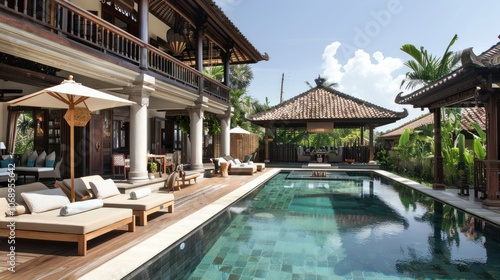 Wallpaper Mural Traditional Balinese villa with spacious yard and swimming pool. Torontodigital.ca