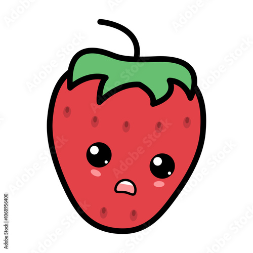 Wallpaper Mural Kawaii strawberry with cute black eyes. Kawaii fruit with emotional face Torontodigital.ca