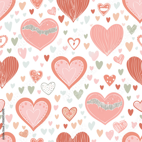 Seamless pattern of hearts filled with love