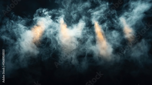 Wallpaper Mural Dense white smoke clouds illuminated by warm light against a dark background creating an ethereal atmospheric effect Torontodigital.ca