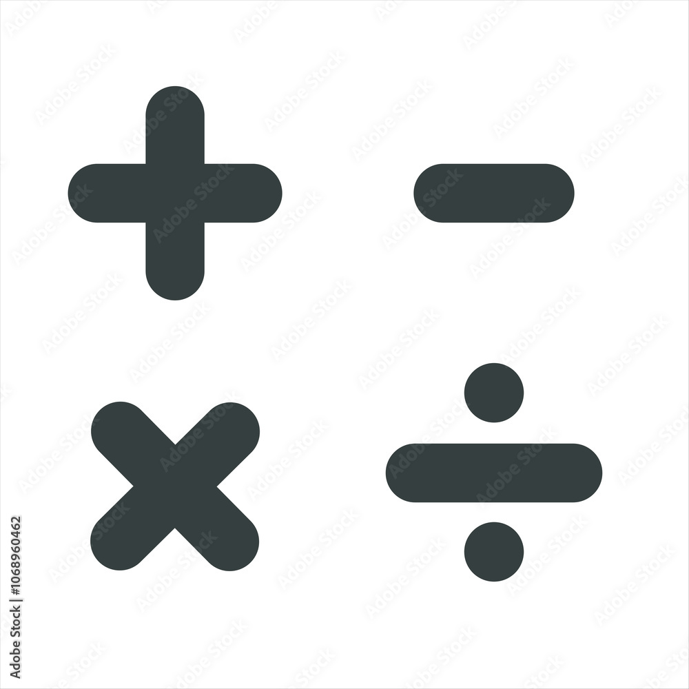 Calculator symbol collection. Mathematic symbol set. Math sign icons. Calculator symbol collection. Mathematic symbol set. Math sign icons.