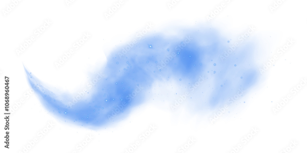 Magic blue cigarette smoke. Magic blue smoke with glitter and small particles of twinkling stars. Fog with luminous particles. Blue vapor with stardust. Morning fog over land or water surface. Magic h Magic blue cigarette smoke. Magic blue smoke with glitter and small particles of twinkling stars. Fog with luminous particles. Blue vapor with stardust. Morning fog over land or water surface. Magic h