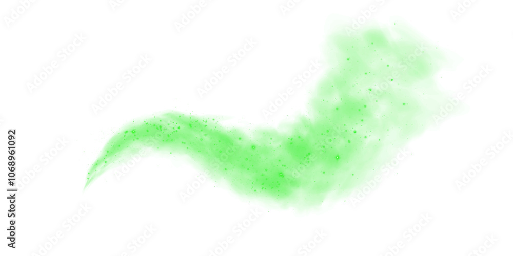 Magic green cigarette smoke. Magic green smoke with glitter and small particles of twinkling stars. Fog with luminous particles. Green vapor with stardust. Morning fog over land or water surface. Magi Magic green cigarette smoke. Magic green smoke with glitter and small particles of twinkling stars. Fog with luminous particles. Green vapor with stardust. Morning fog over land or water surface. Magi