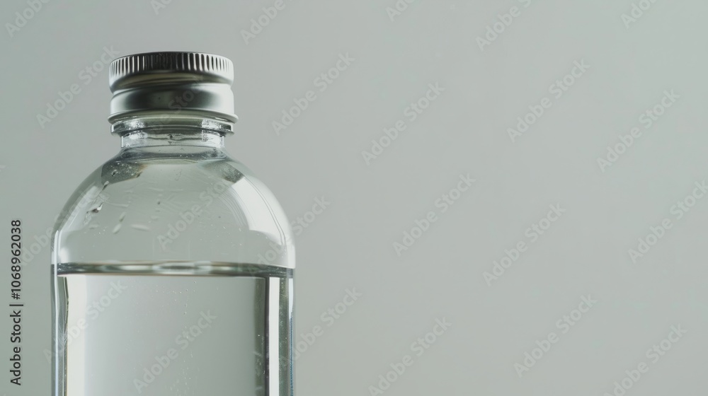 A close-up of a clean, modern water bottle with a safety cap, placed on a white background with ample copy space. The bottle is half-filled with clear water, symbolizing hydration and drinking safety. A close-up of a clean, modern water bottle with a safety cap, placed on a white background with ample copy space. The bottle is half-filled with clear water, symbolizing hydration and drinking safety.