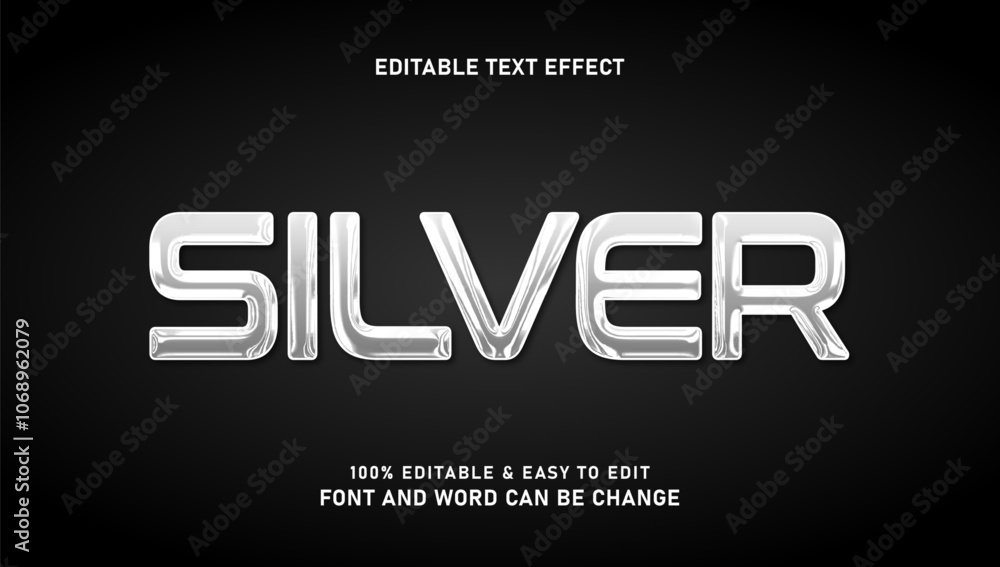 Fototapeta premium Editable modern and elegant 3d silver style text effect