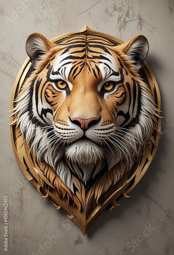 Stylish tiger logo with a powerful and elegant silhouette, symbolizing strength and greatness