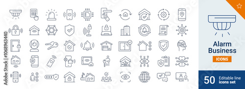 Alarm icons Pixel perfect. home, security, product, ...	
