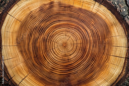 Cross section of acacia tree with growth rings. Full frame of wood slice for background , isolated on white background,  , copy space for text,