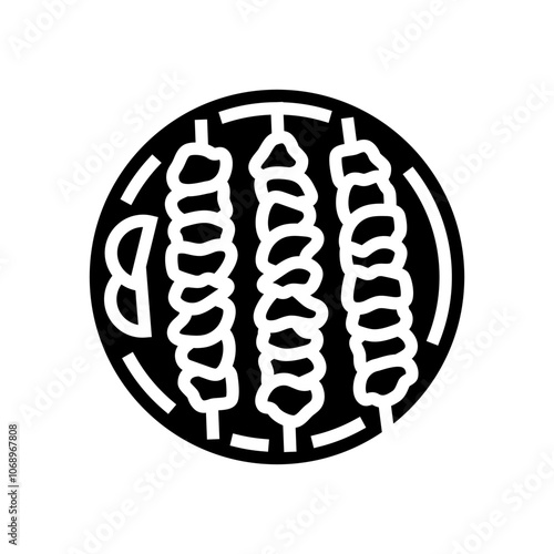 satay chicken food glyph icon vector. satay chicken food sign. isolated symbol illustration