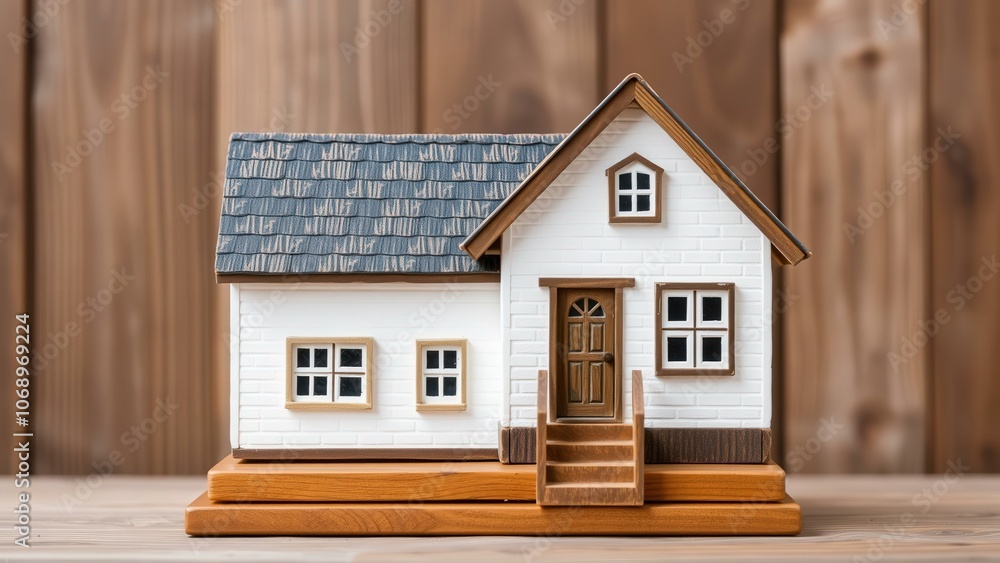 Charming Miniature White House Model with Blue Roof and Wooden Door, Perfect for Home Decor or Collectibles Charming Miniature White House Model with Blue Roof and Wooden Door, Perfect for Home Decor or Collectibles