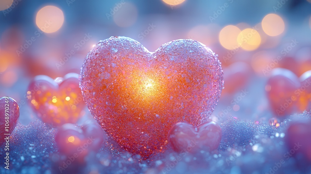 Sparkling Hearts with Glowing Warmth and Soft Bokeh Lights Sparkling Hearts with Glowing Warmth and Soft Bokeh Lights