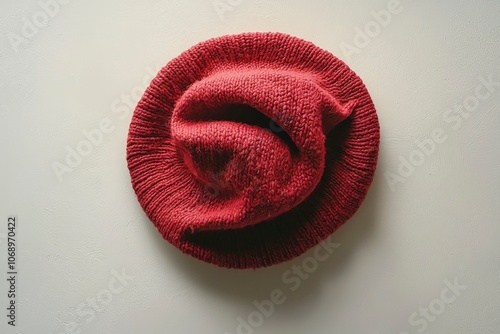 Wallpaper Mural Red Knitted Hat Laying Flat on a White Surface Torontodigital.ca