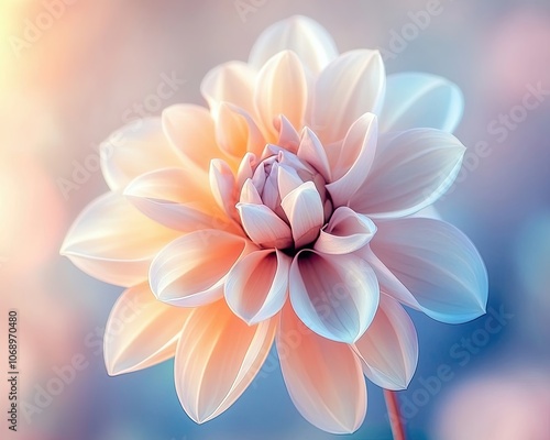 A close up of a white flower with a blue background