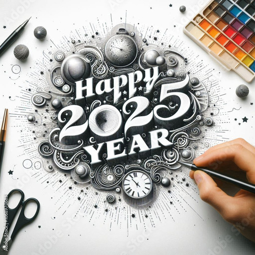 Happy New Year 2025, Happy New Year 2025 Wish . Happy new year 2025 social media post design, 2025 Celebration,Happy new year 2025 social media post banner design, 