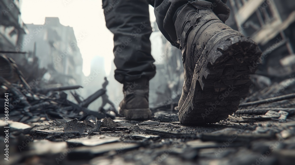 Desolate Wasteland Survival: Scavenger's Boots Among Post-Apocalyptic Ruins Desolate Wasteland Survival: Scavenger's Boots Among Post-Apocalyptic Ruins