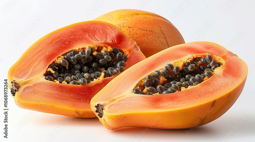 Fresh Papaya with Vibrant Orange Flesh and Seeds Fresh Papaya with Vibrant Orange Flesh and Seeds