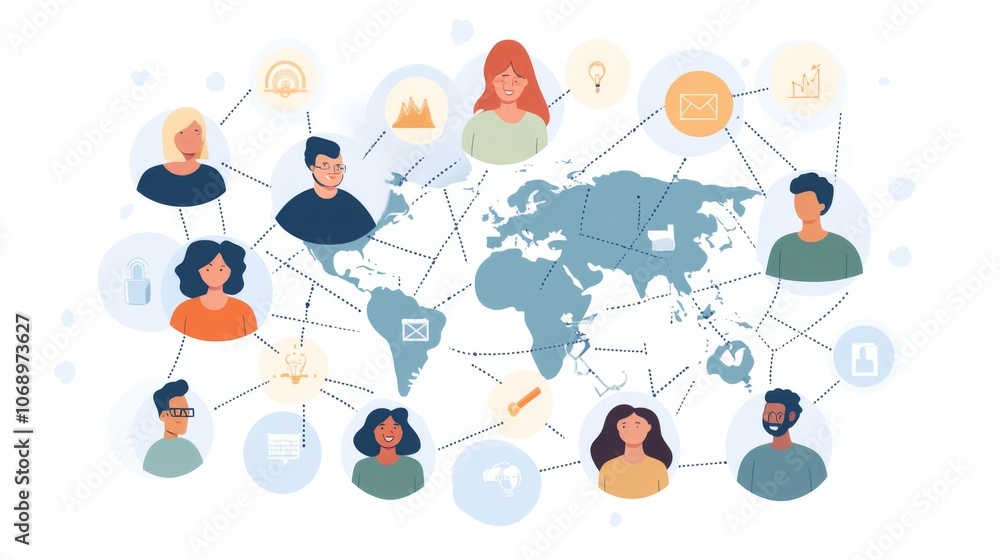 Global Connections and Communication Concept Illustration Global Connections and Communication Concept Illustration