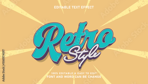 Retro text effect with editable 3d vector style