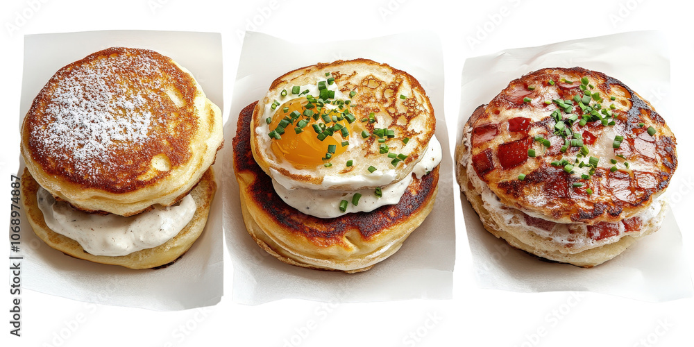Delicious Pancakes with Toppings and Garnishes Delicious Pancakes with Toppings and Garnishes