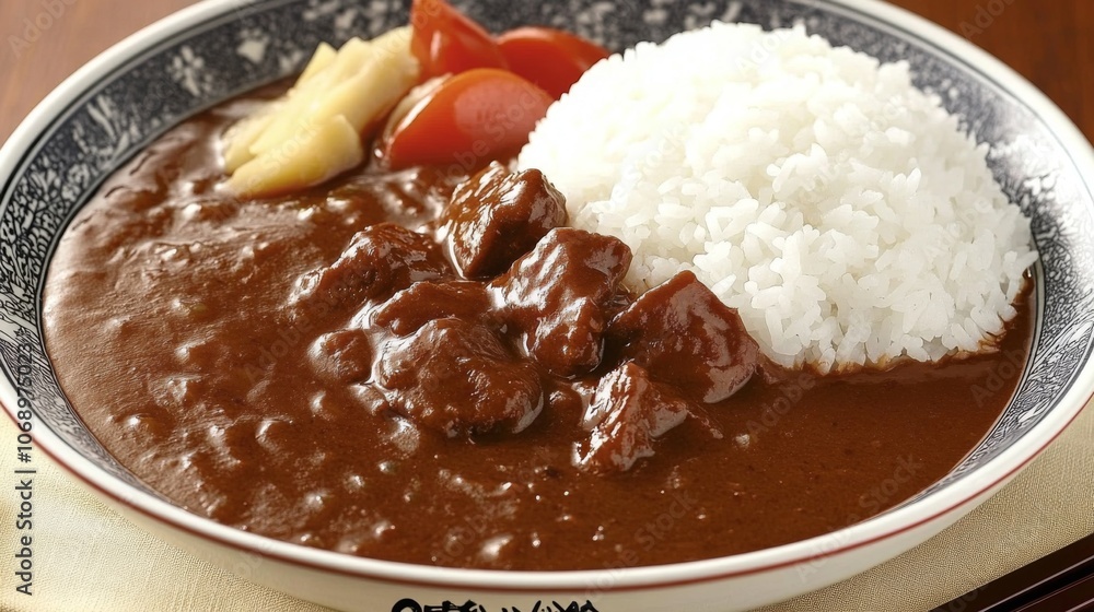 Delicious Beef Curry with Rice and Vegetables Delicious Beef Curry with Rice and Vegetables