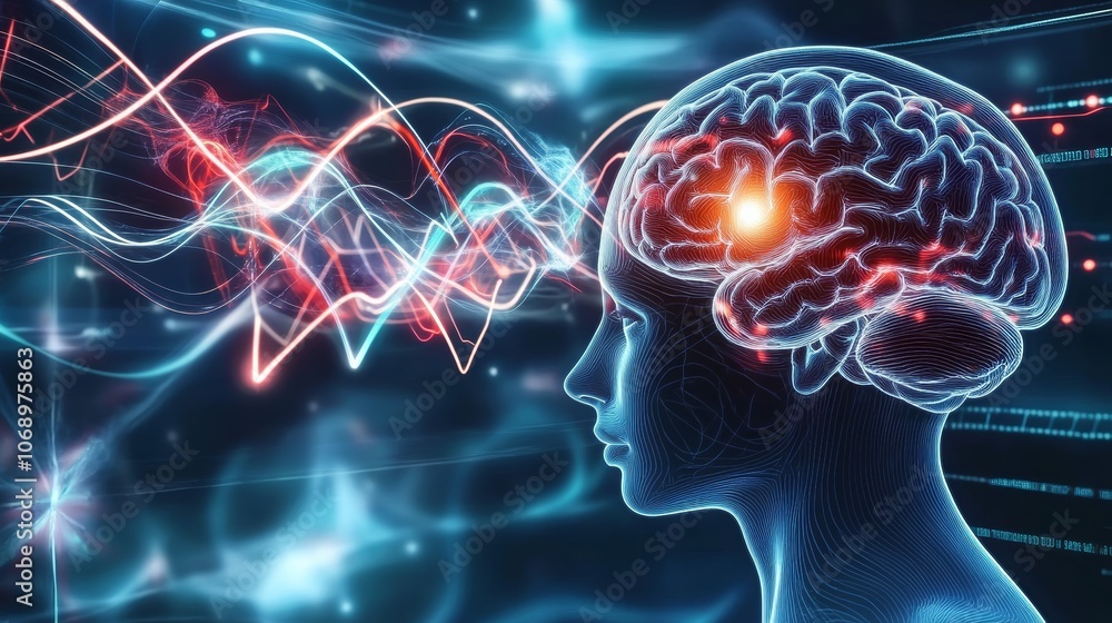Fototapeta premium Exploring the intricate patterns of brain activity through digital art.