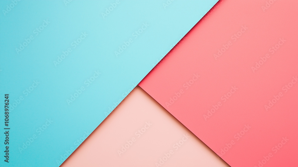 Abstract geometric composition with pastel blue, coral pink, and bright red color blocks. Minimal banner with copy space Abstract geometric composition with pastel blue, coral pink, and bright red color blocks. Minimal banner with copy space