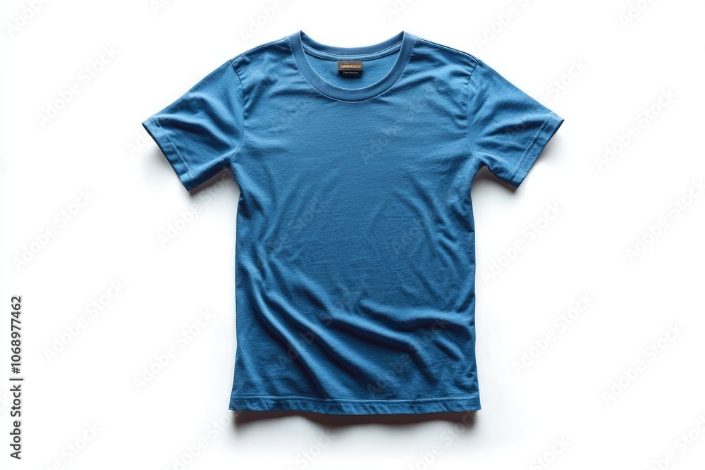 Blue Crew Neck T-Shirt Isolated on White Background Blue Crew Neck T-Shirt Isolated on White Background