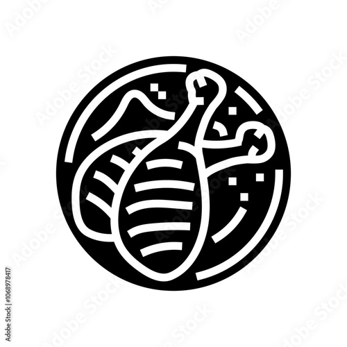 leg chicken dish glyph icon vector. leg chicken dish sign. isolated symbol illustration