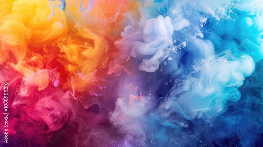 Fototapeta premium Colorful Swirl Banner. Abstract Art of Ink in Water. Spring Festival of Colors with Color Explosion Paint Texture