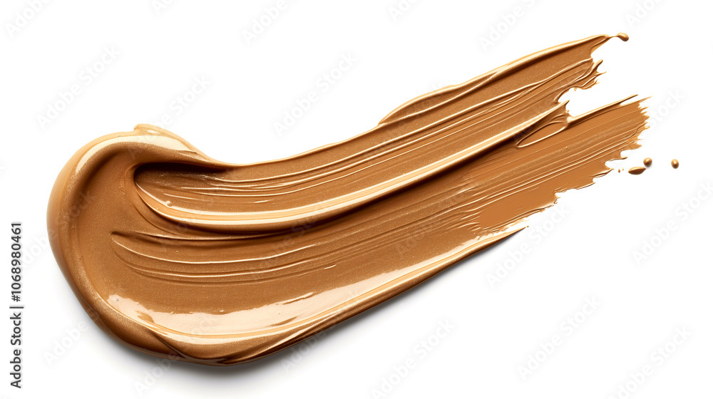 Smooth smear of beige skin tone cream on white background with texture. Generative AI Smooth smear of beige skin tone cream on white background with texture. Generative AI