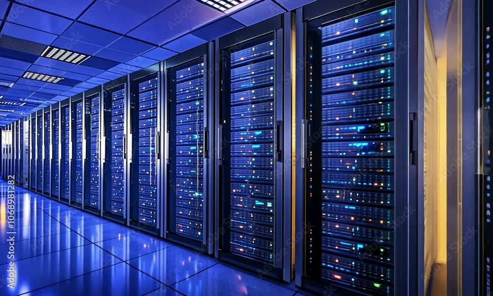 Rows of Server Racks in a Modern Data Center Rows of Server Racks in a Modern Data Center