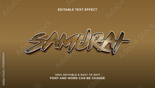 Samurai text effect with 3d vector style that can be edited