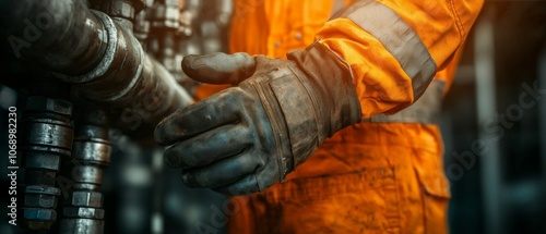 Hands Operating on an Oil Rig in Close-Up