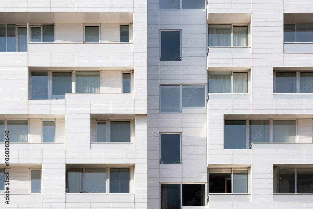 Modern Apartment Building Facade in Urban Area Modern Apartment Building Facade in Urban Area