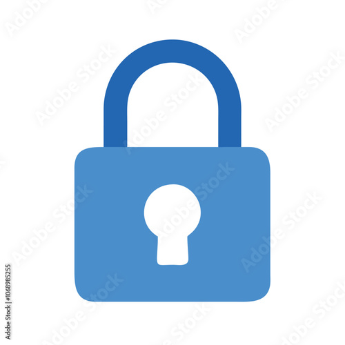 Simple Blue Padlock Icon with Keyhole, Minimalist blue padlock icon with keyhole, symbolizing security, privacy, and protection, suitable for digital interfaces and security-related graphics.
