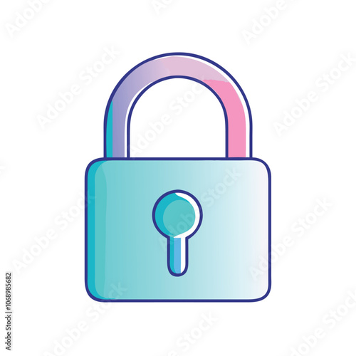 Colorful Padlock Icon with Gradient Design, Modern padlock icon with a gradient color scheme, symbolizing security, privacy, and protection, perfect for tech and digital interface designs.
