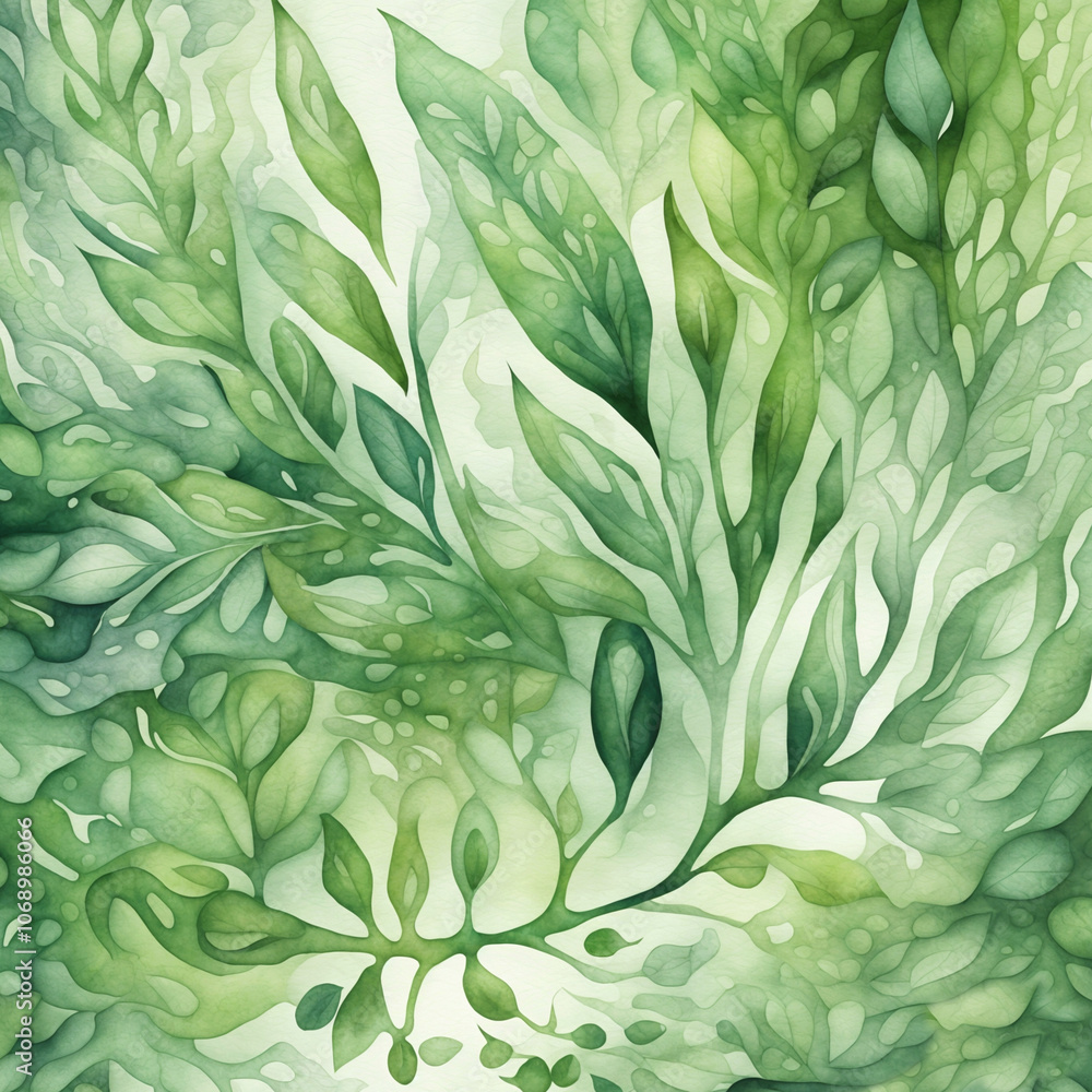 Leaves in soft watercolor. Abstract foliage design featuring delicate green leaves in gentle, washed shades of green and white. Ideal for adding a natural, serene touch. Leaves in soft watercolor. Abstract foliage design featuring delicate green leaves in gentle, washed shades of green and white. Ideal for adding a natural, serene touch.