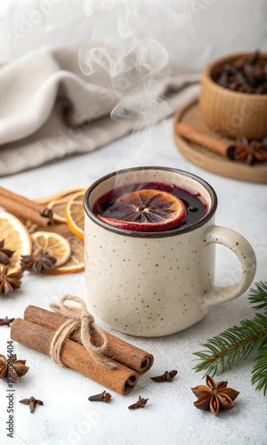 mulled wine with cinnamon and anise