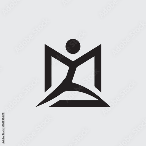 graphic design of fitness symbol, with simple and clean form.