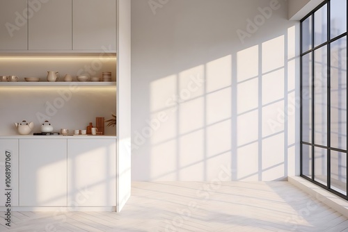 Minimalist Modern Kitchen with Warm Morning Light