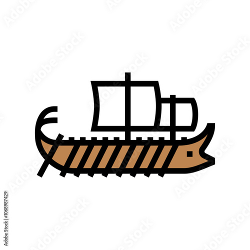 trireme ancient ship color icon vector. trireme ancient ship sign. isolated symbol illustration