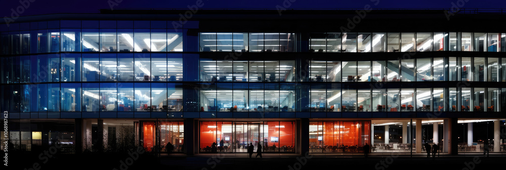 Illuminated Office Building Exterior After Hours Illuminated Office Building Exterior After Hours