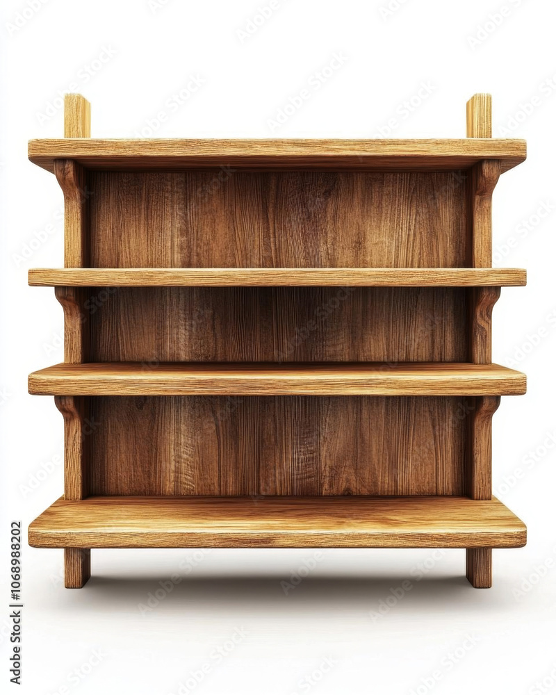 Wooden bookshelf with four shelves, perfect for storage and display Wooden bookshelf with four shelves, perfect for storage and display