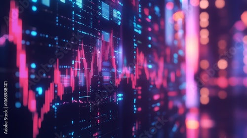 Abstract background with financial chart and colorful lights