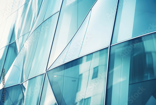 Modern Blue Glass Building Facade Abstract